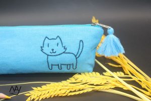 Túi vải thêu tay hình con mèo 1